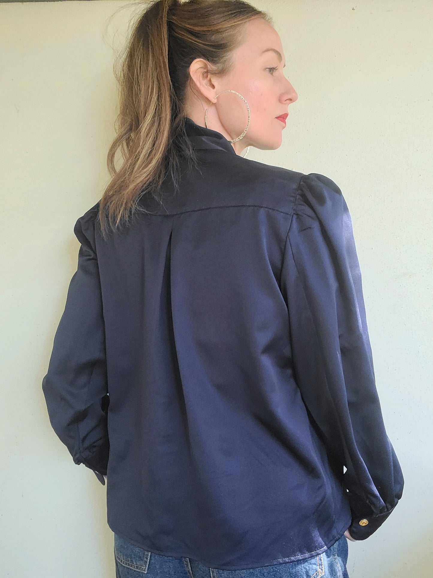 The Dalia Vintage French Ascot Tie Blouse L