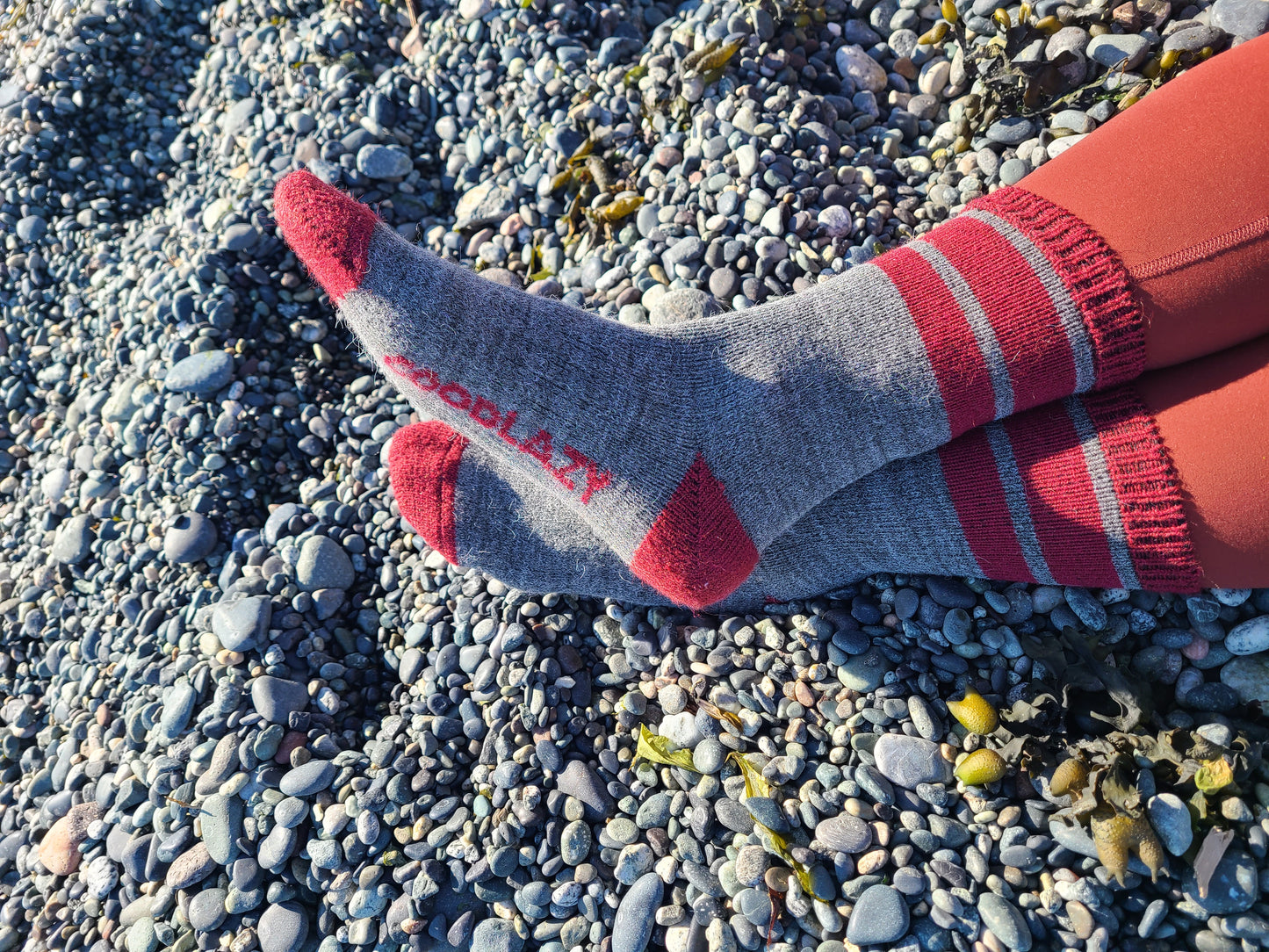 The GoodLazy Merino Wool Mid Crew Sock - Ketchup and Mustard