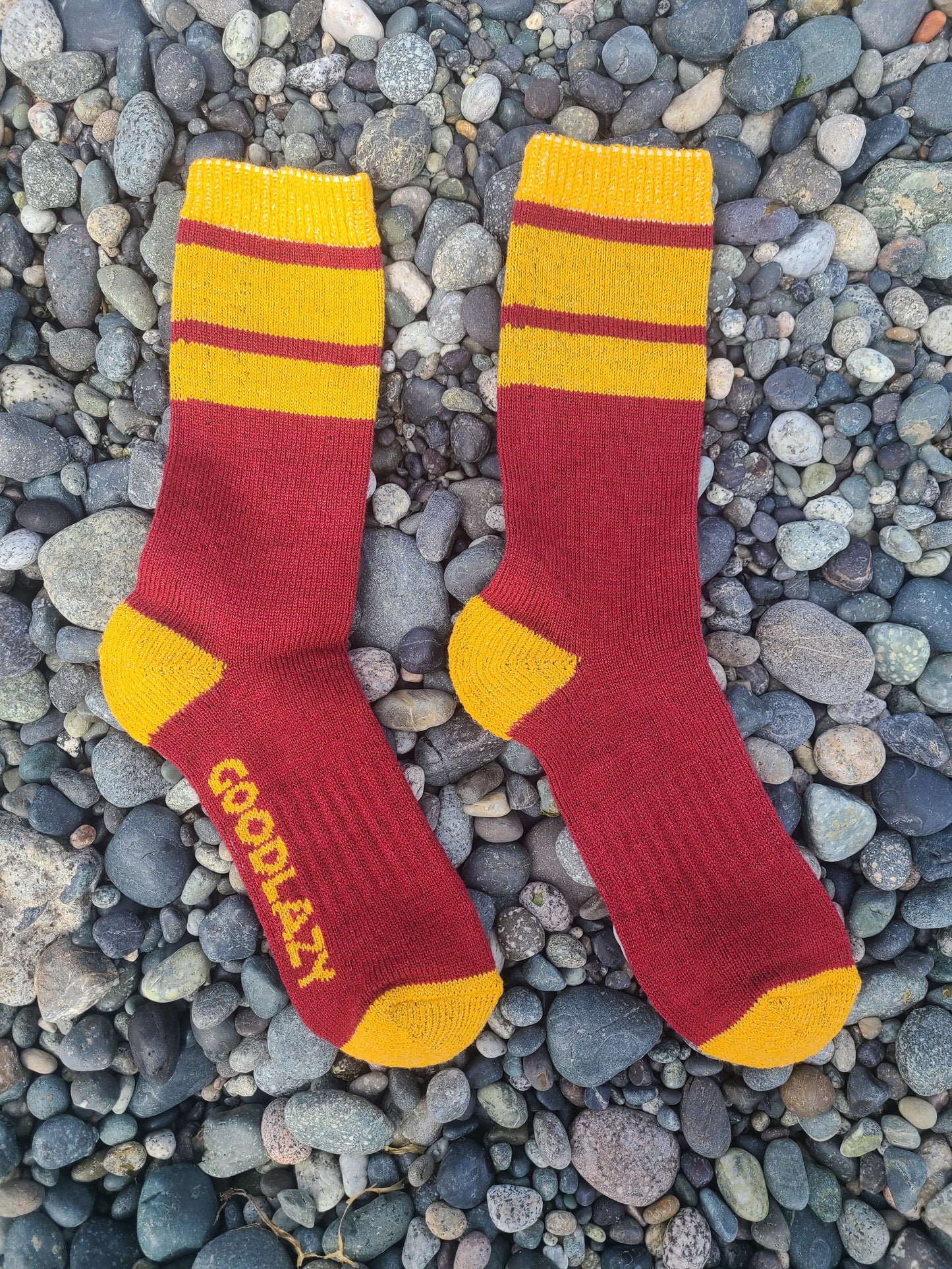 The GoodLazy Merino Wool Mid Crew Sock - Ketchup and Mustard