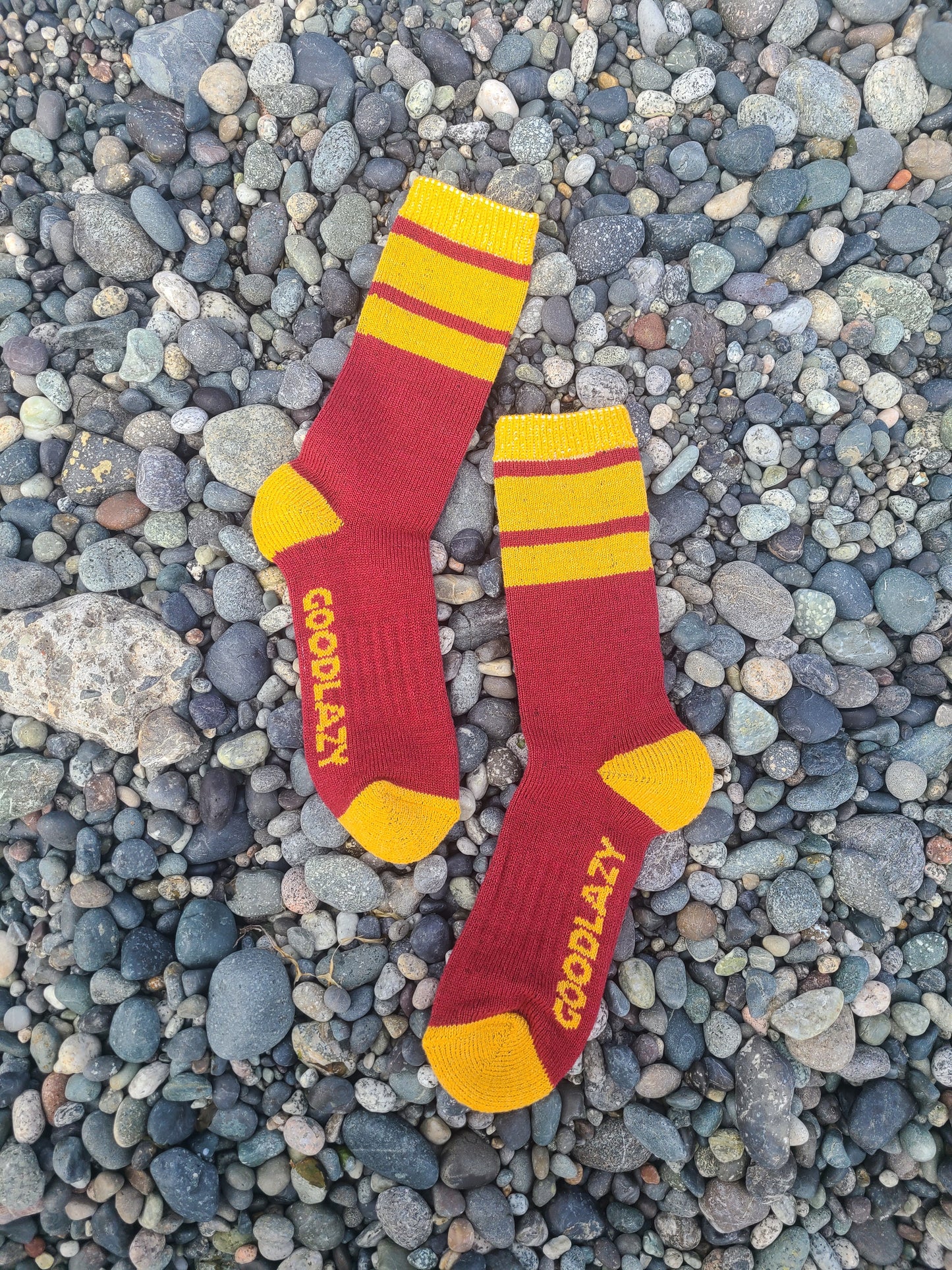 The GoodLazy Merino Wool Mid Crew Sock - Ketchup and Mustard