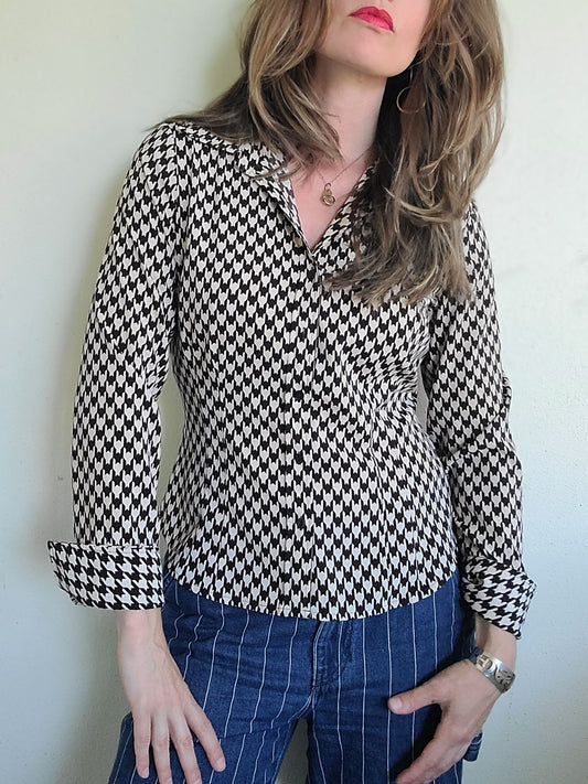 The Frank Vintage 70s Houndstooth Blouse M