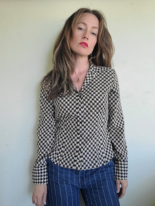The Frank Vintage 70s Houndstooth Blouse M
