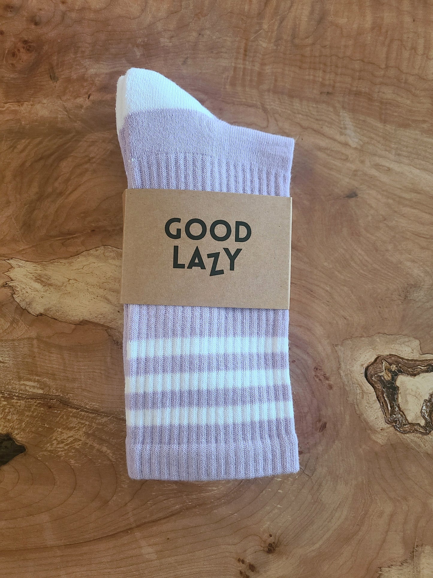 The GoodLazy Retro Athletic Organic Cotton Crew Sock - Lilac