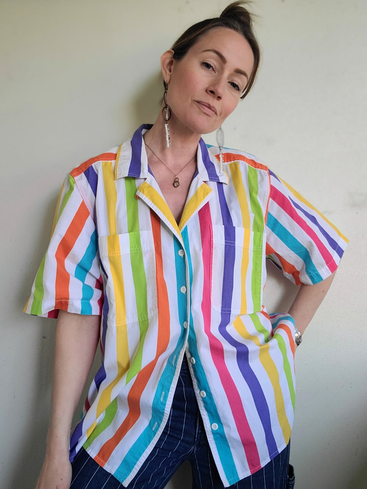 The Rainbow Vintage 80s Liz Claiborne Cotton Button Down XL