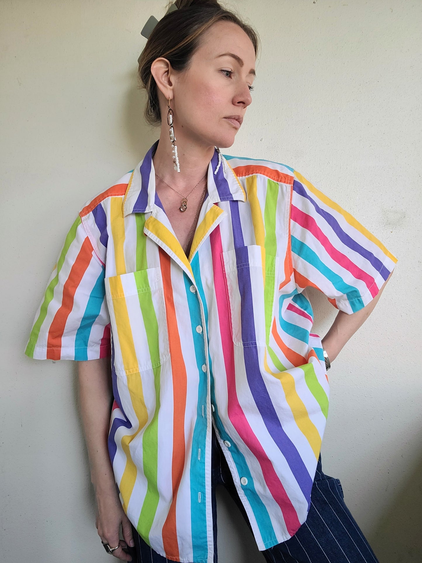 The Rainbow Vintage 80s Liz Claiborne Cotton Button Down XL