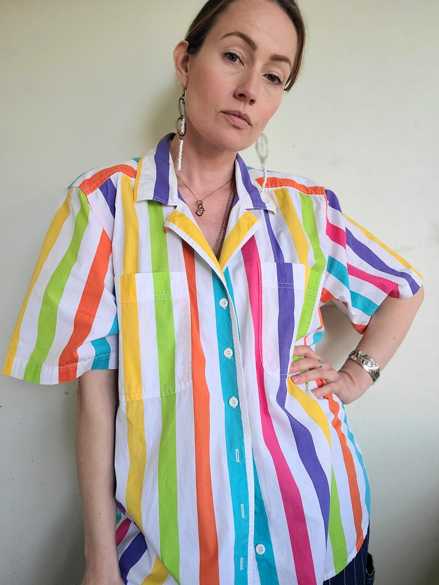 The Rainbow Vintage 80s Liz Claiborne Cotton Button Down XL