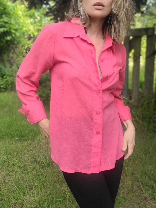 The Linda Lundstrom Hot Pink Button Down S