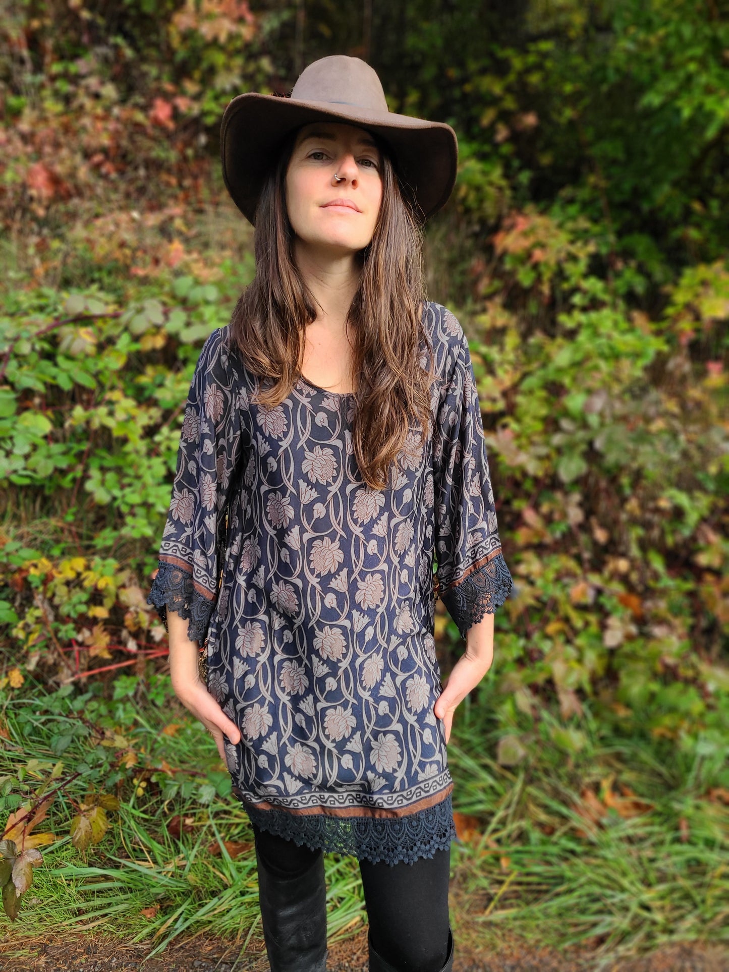 The Folk Artist Silk + Lace Dress XS-S
