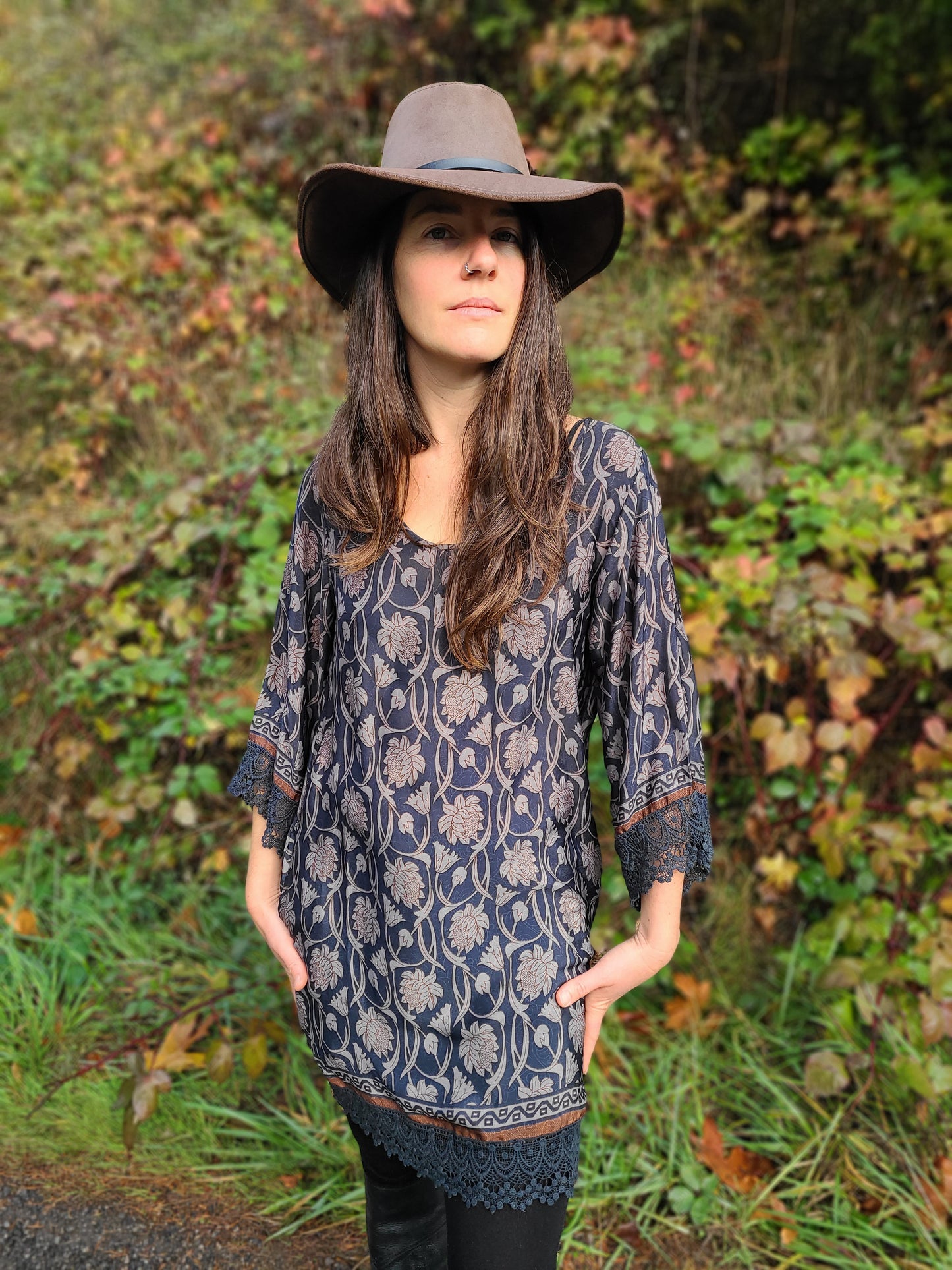The Folk Artist Silk + Lace Dress XS-S