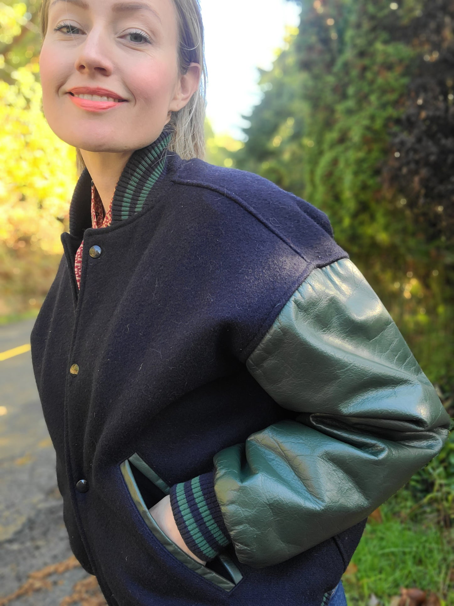 The Babe Wool + Leather Varsity Jacket L-XL