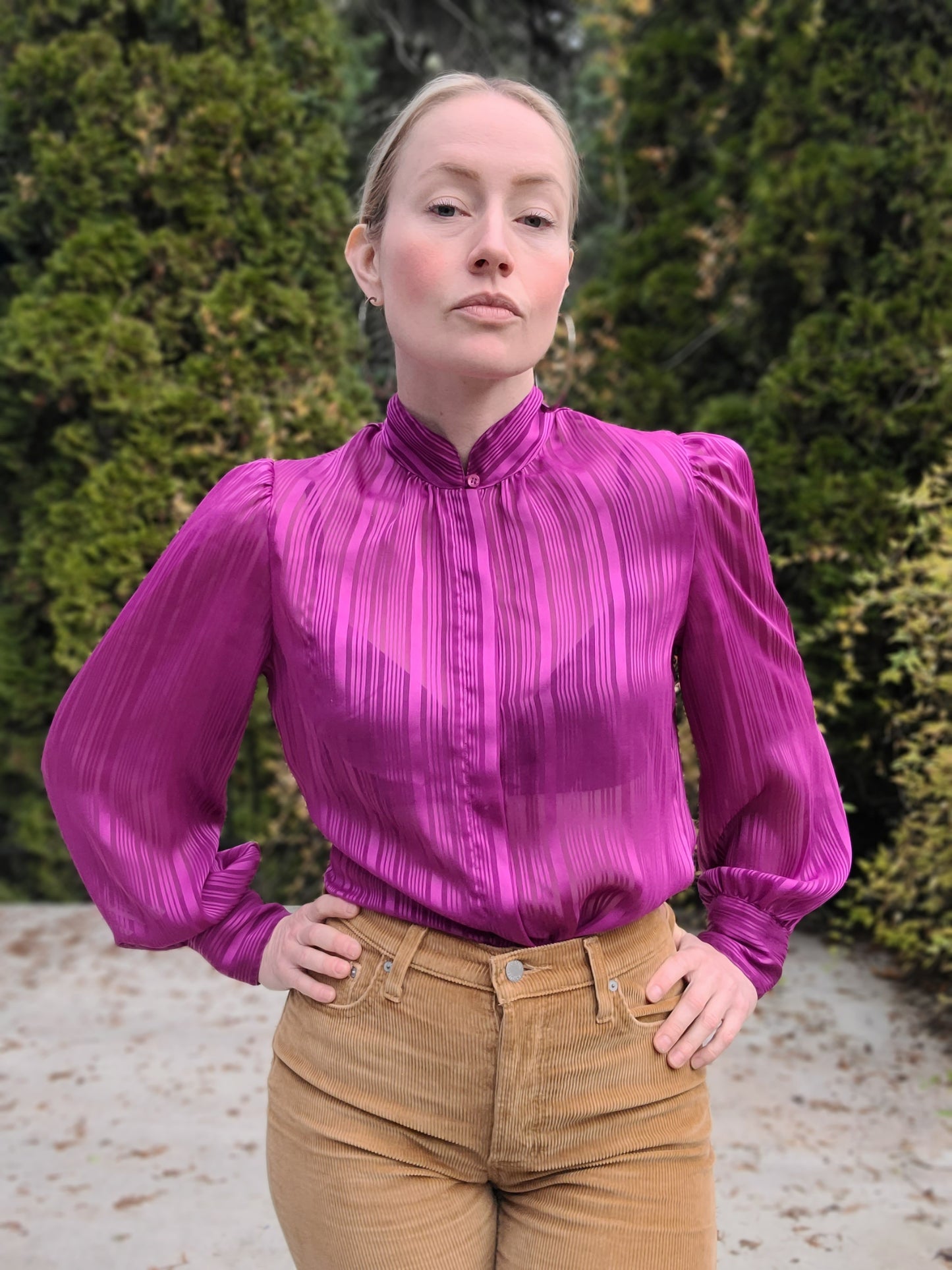 The Orchid Sheer Vintage Blouse M