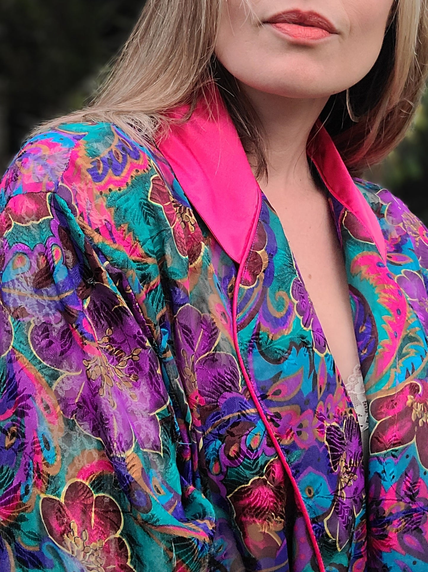 The Tammy Vintage 80s Victoria's Secret Sheer Floral Robe M-2X