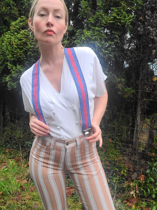 The Vintage Red White and Blue Suspenders
