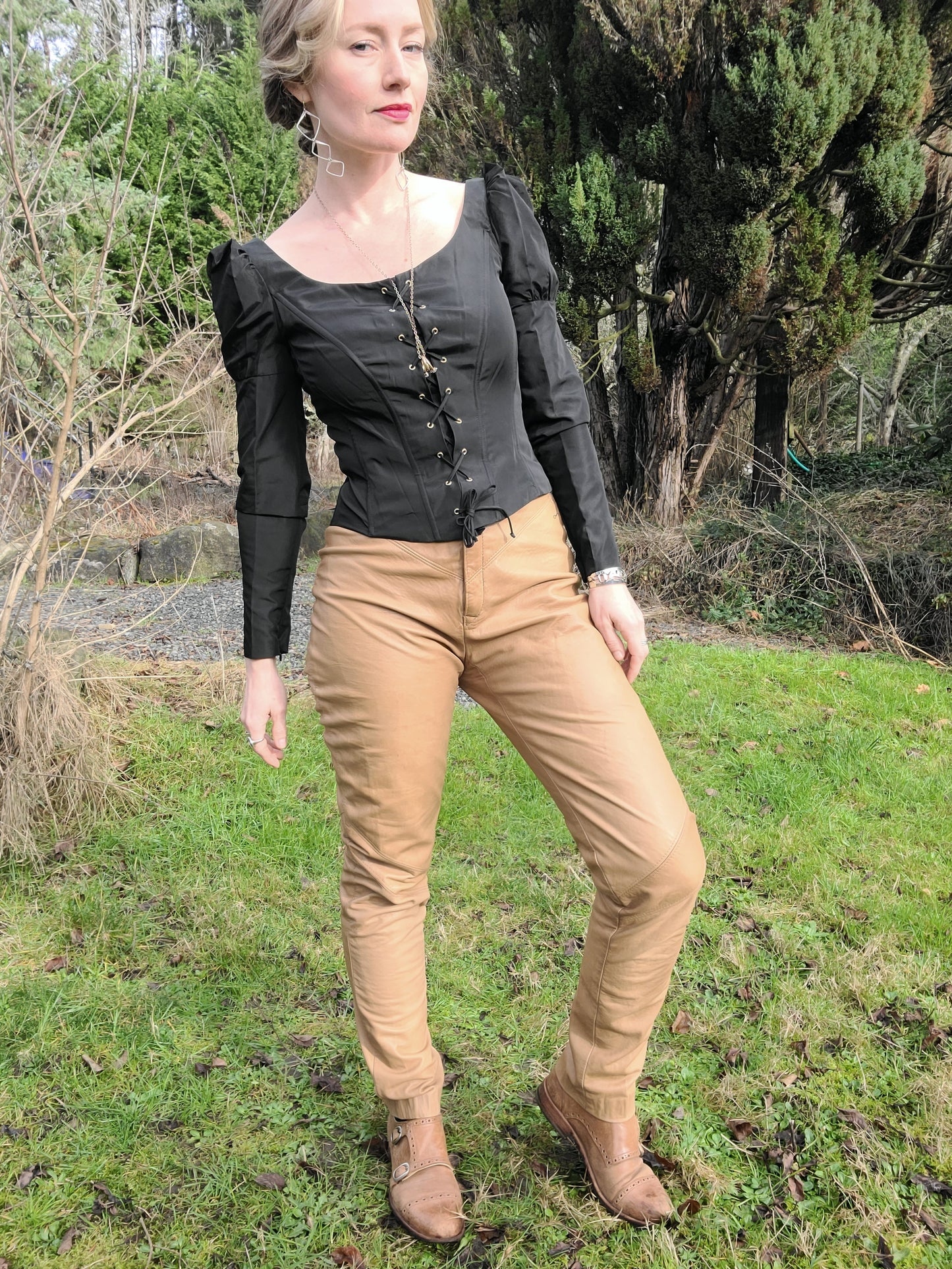 The Lynn High Waisted Early 80s Camel Leather Trousers XS-S