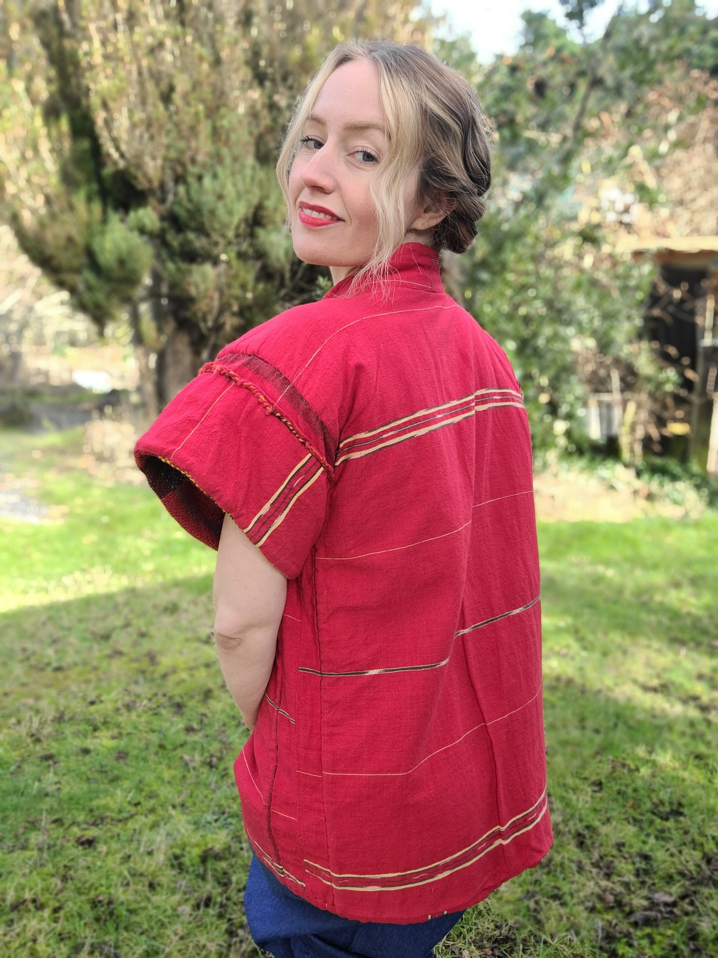 Emily the Samurai Reversible Wool Linen Vest L