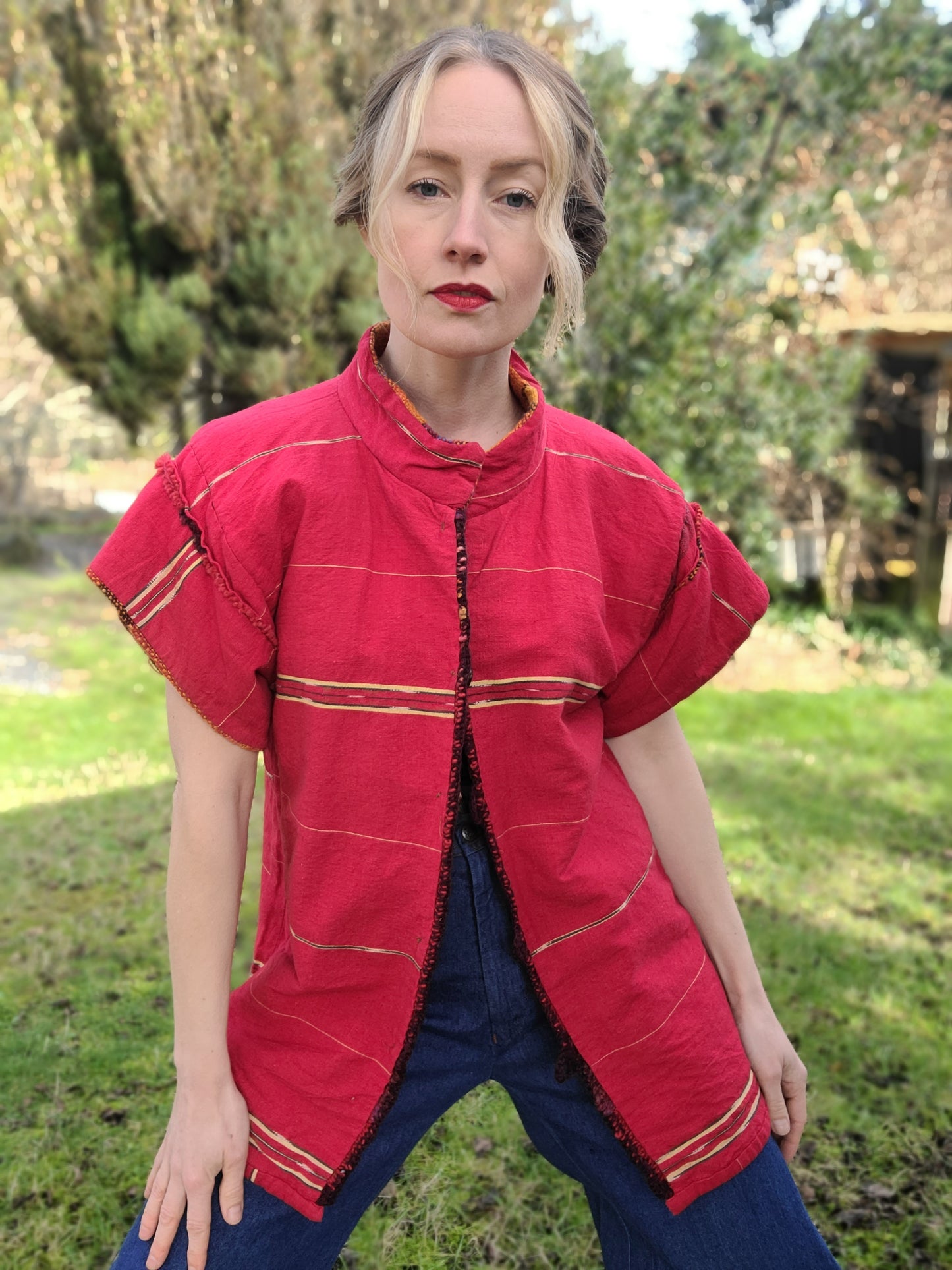 Emily the Samurai Reversible Wool Linen Vest L