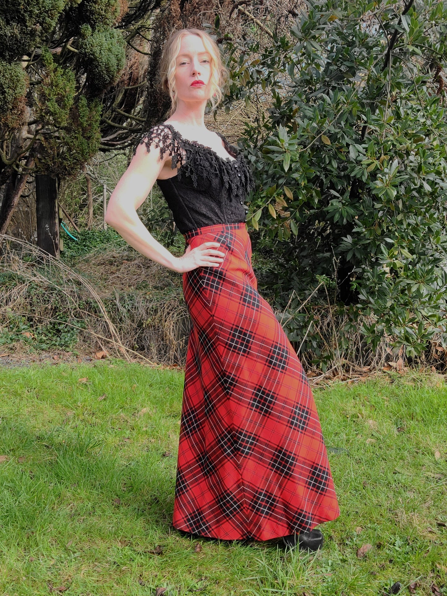 The Highlander Diamond Tartan Maxi Skirt XS-S