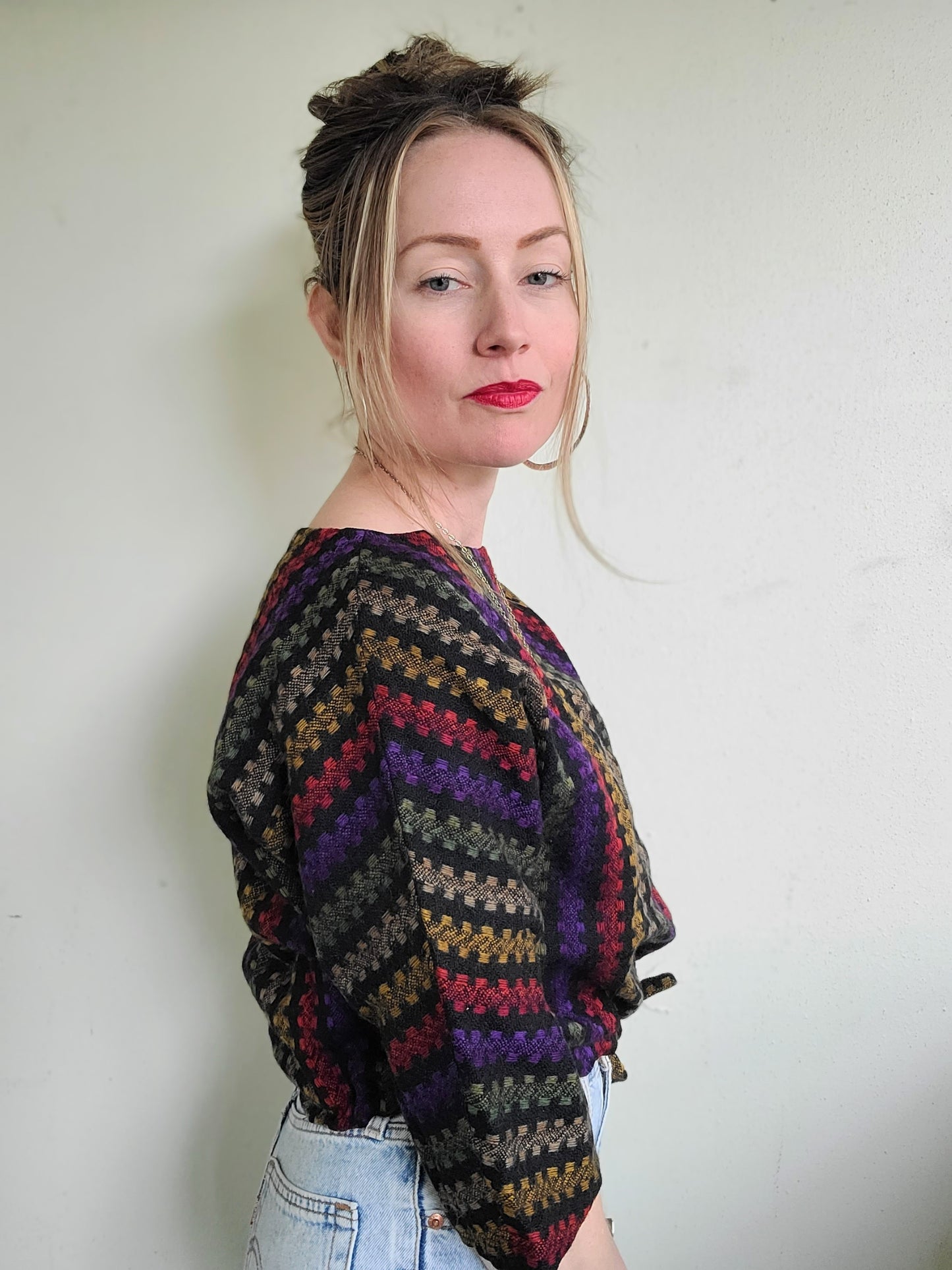 The Alistair 60s Aztec Cropped Wool Blouse M-L