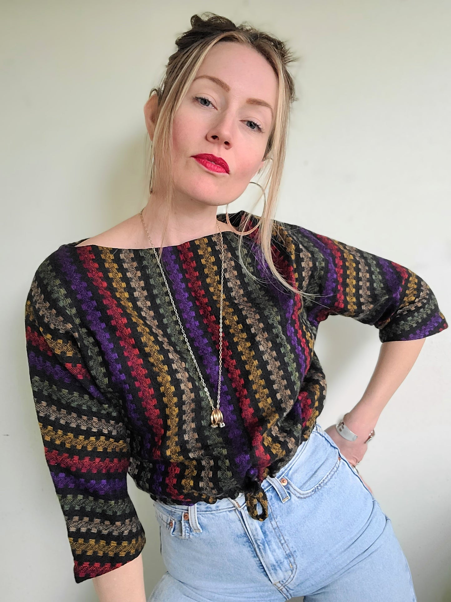 The Alistair 60s Aztec Cropped Wool Blouse M-L