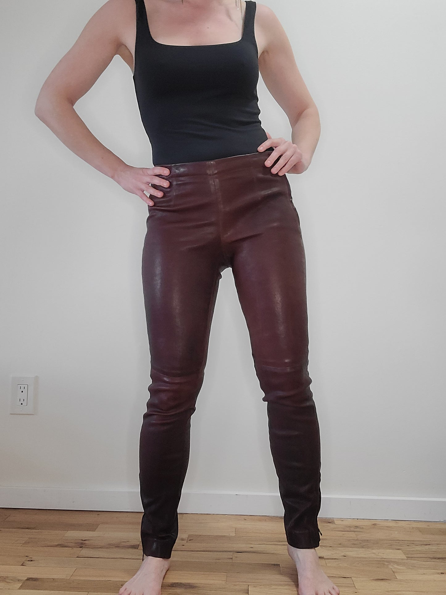 Kaufman Franco Mahogany Leather Pants 8