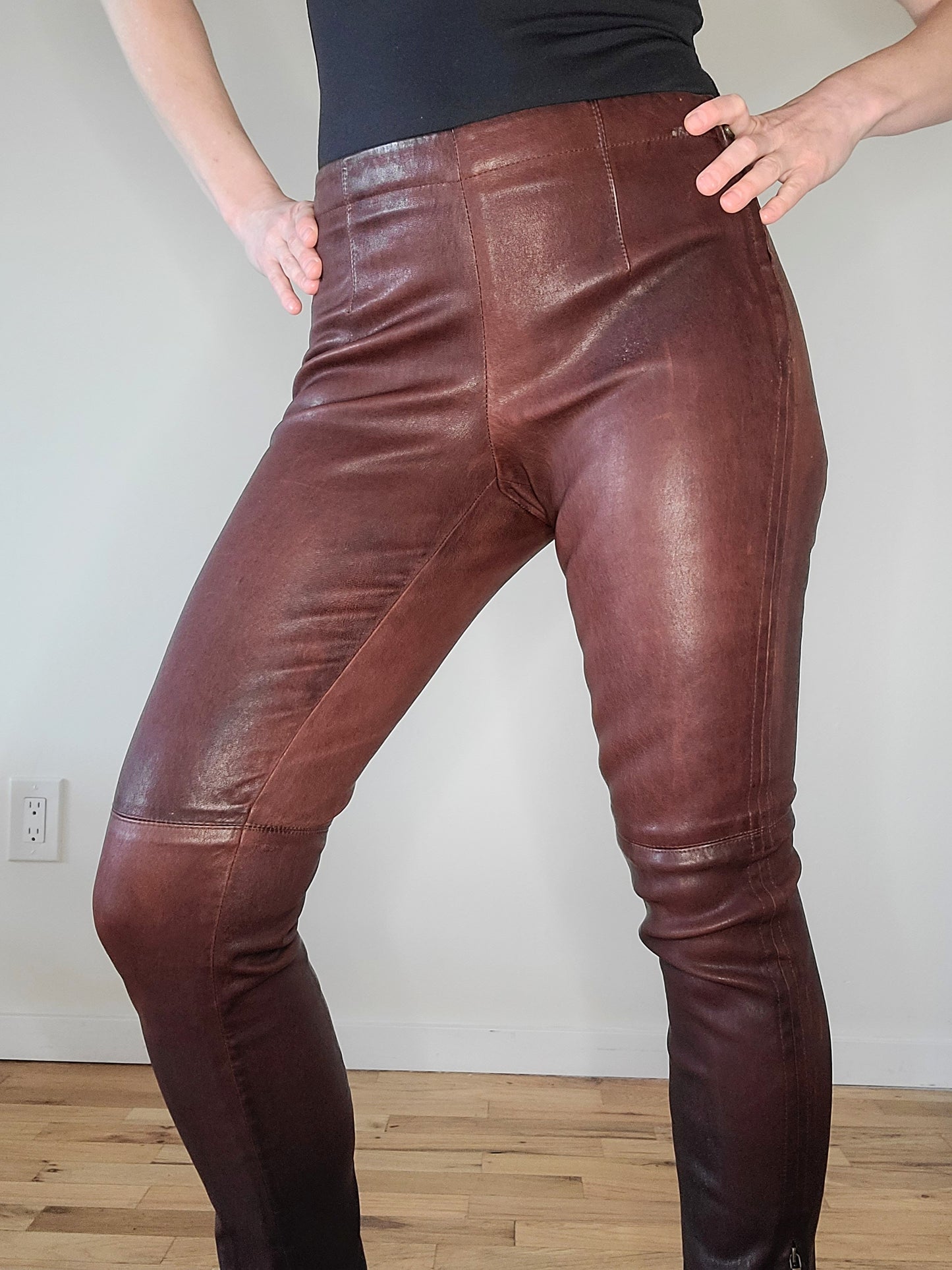 Kaufman Franco Mahogany Leather Pants 8