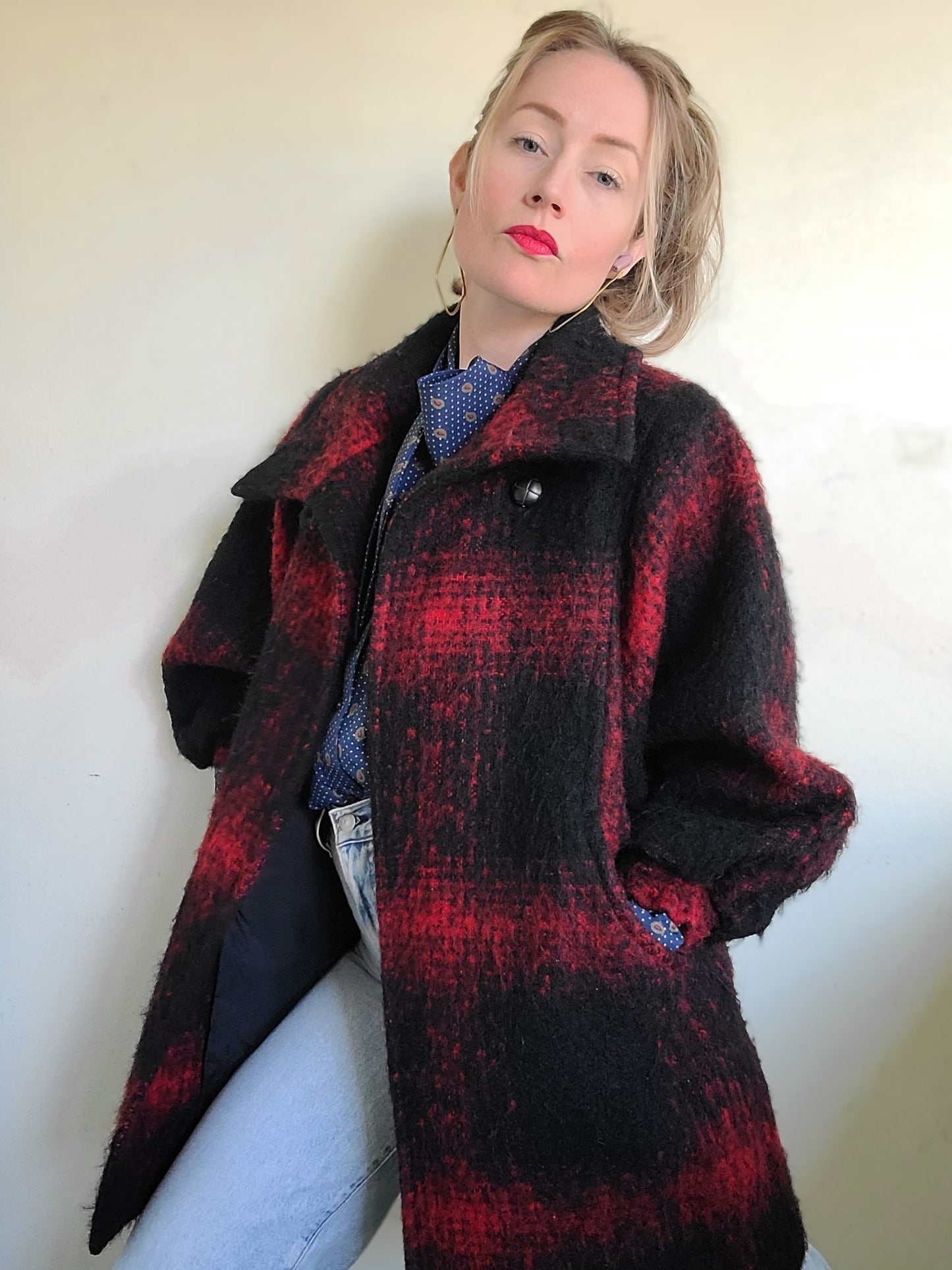 The Louis Joone Puff Sleeve Japanese Vintage 1970s Wool Coat L