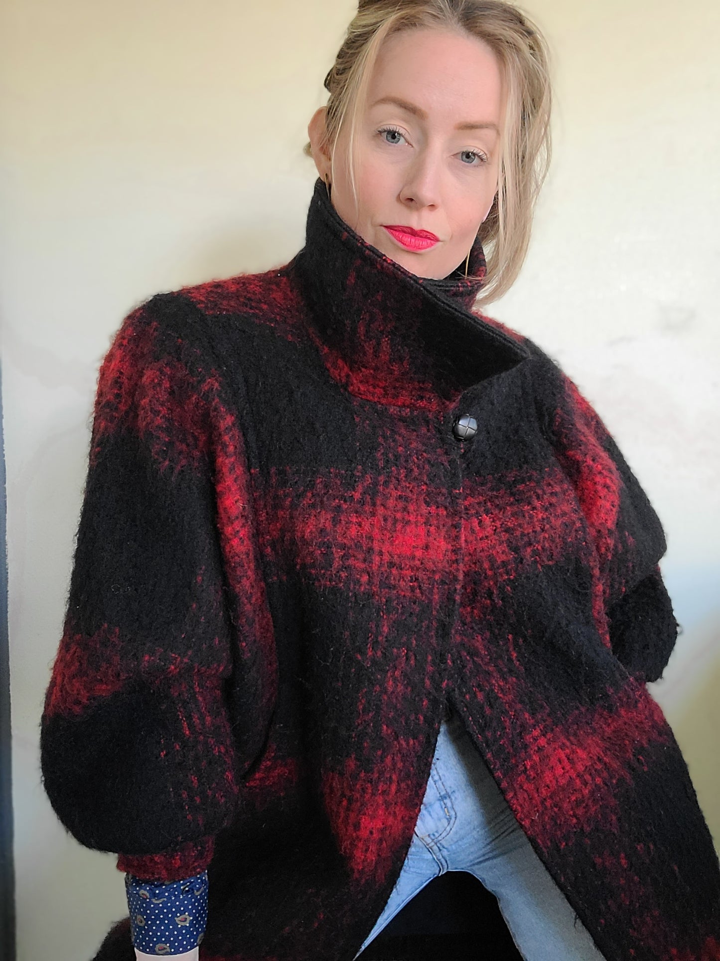 The Louis Joone Puff Sleeve Japanese Vintage 1970s Wool Coat L