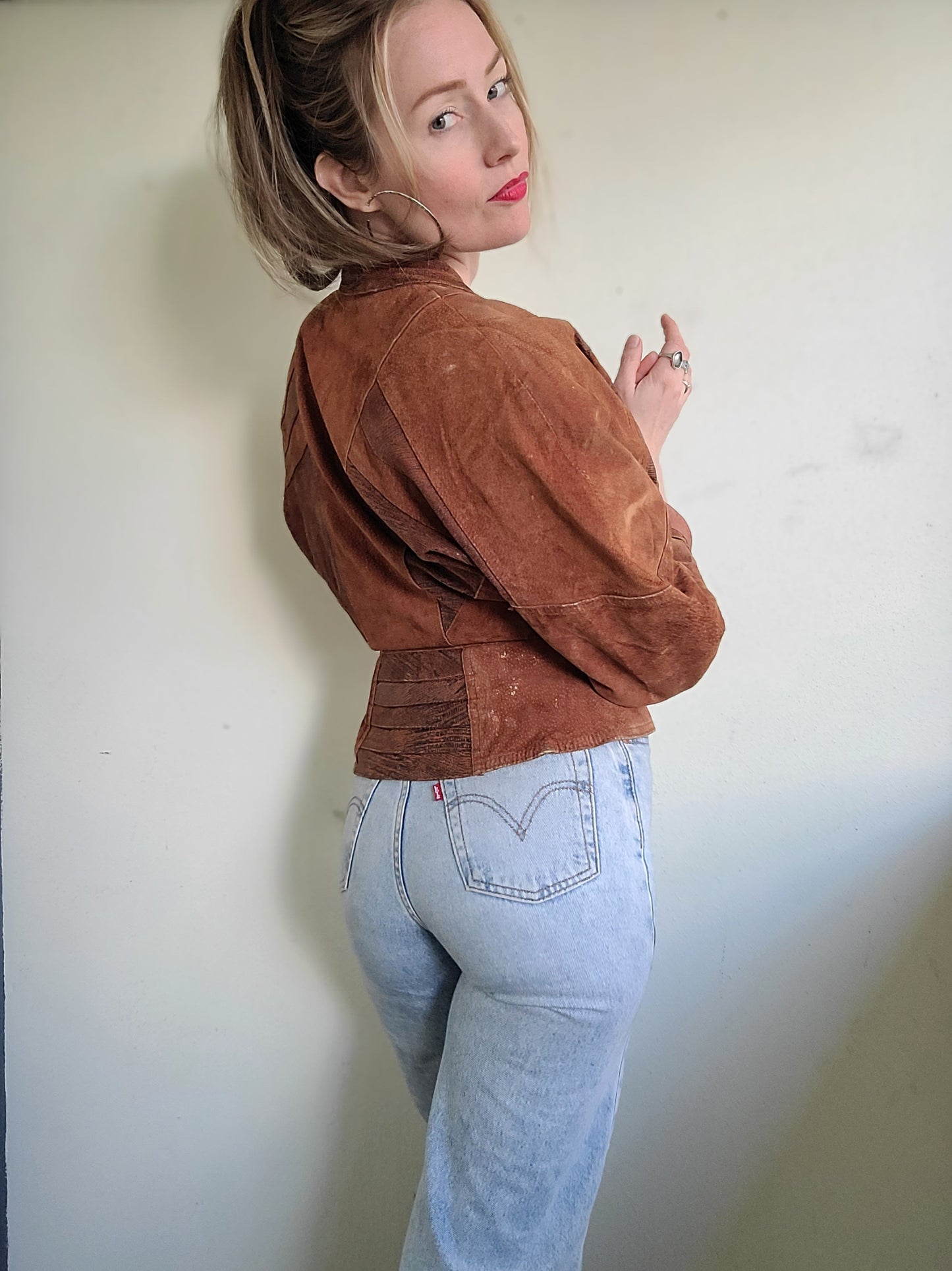 The Crystal Vintage 80s Cropped Leather Jacket S
