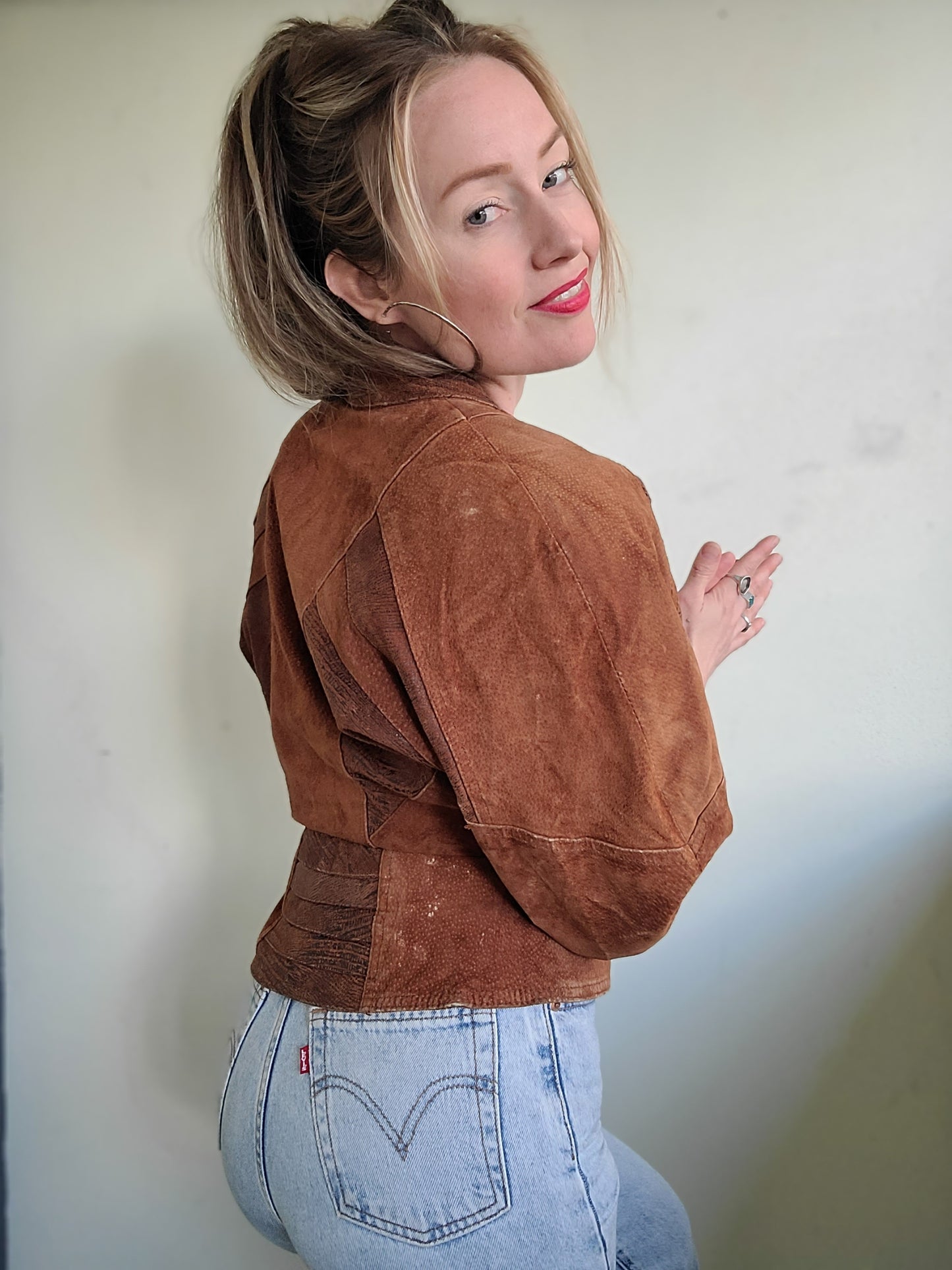The Crystal Vintage 80s Cropped Leather Jacket S