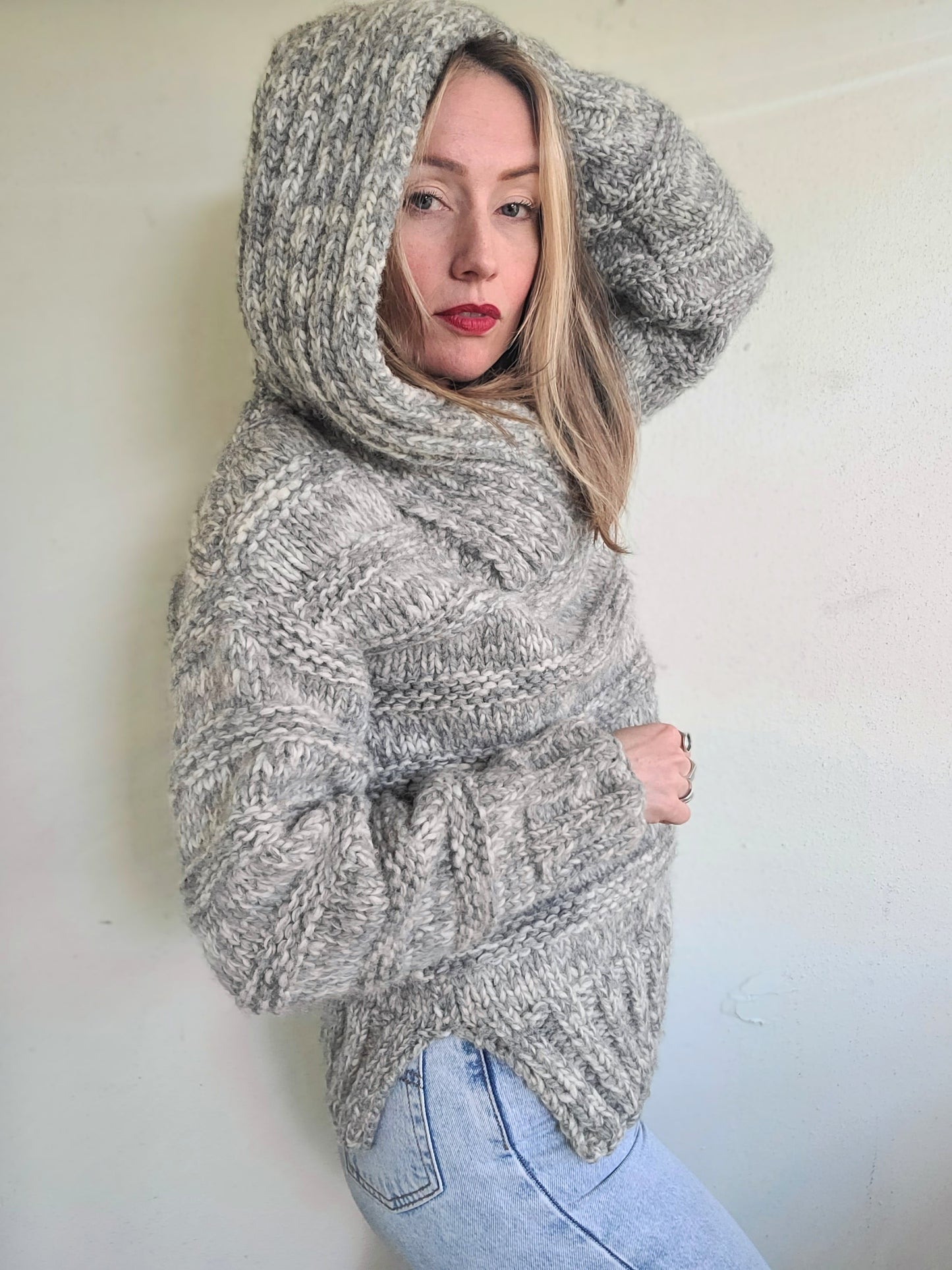 The Hannah Handmade Hooded Wool Sweater S