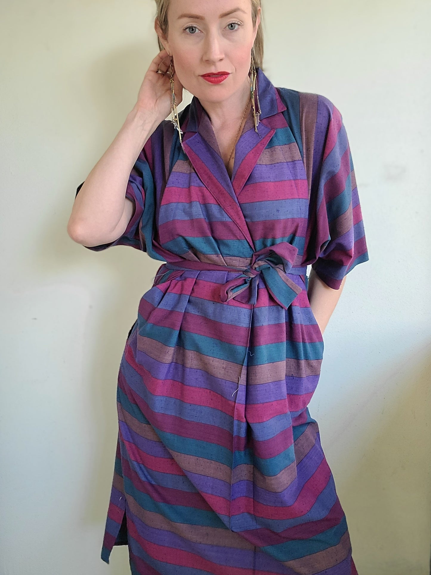 The Kristin Vintage Striped 80s Dress XL-2X