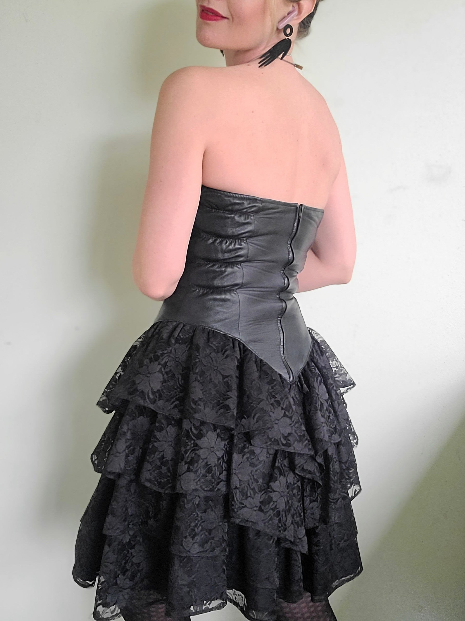 The Black Swan Iconic 1980s Leather + Lace Dress XS GoodLazy The Black Swan Iconic 1980s Leather + Lace Dress XS GoodLazy