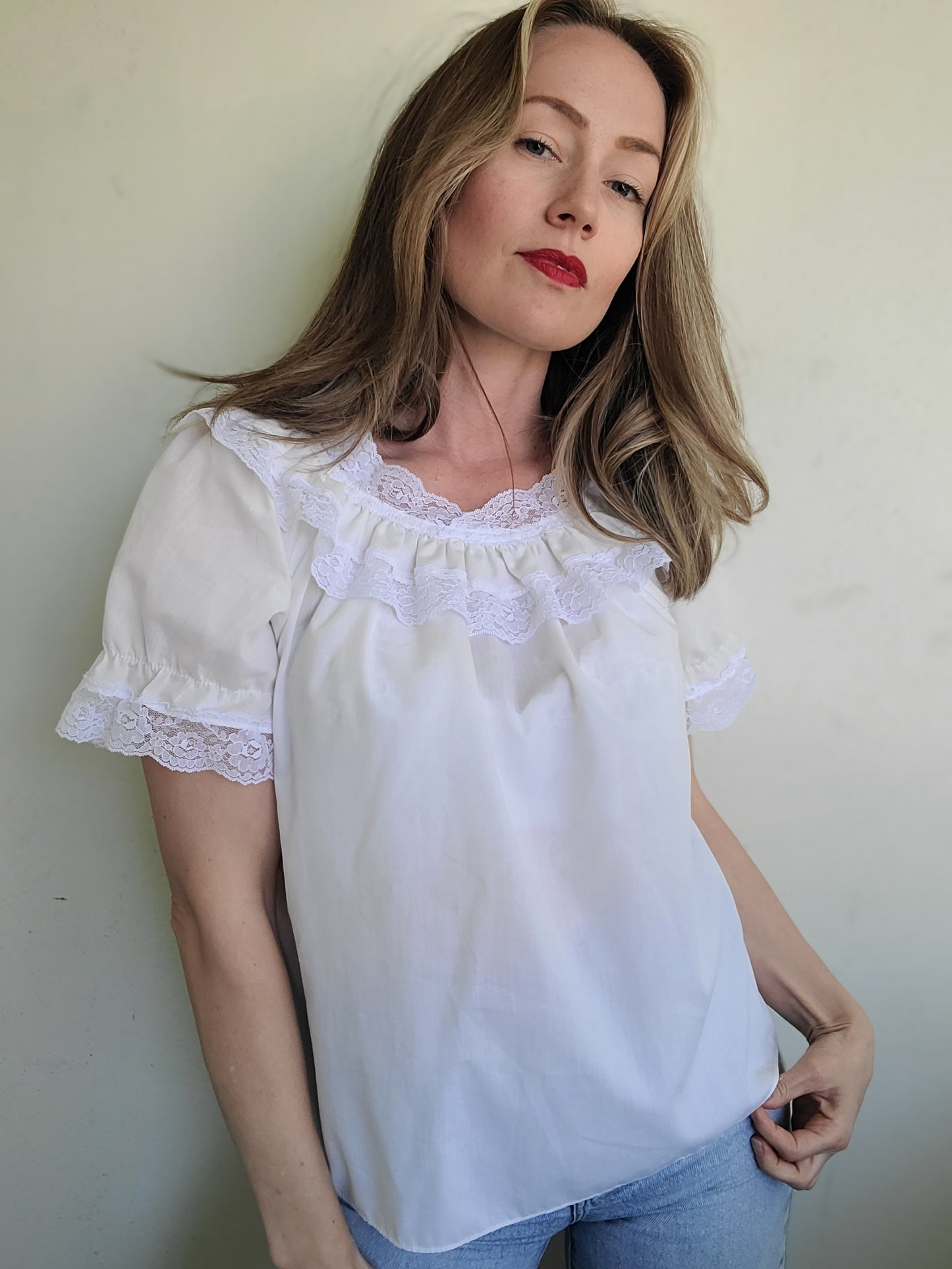 The Skye Prairie Vintage Ruffly Blouse M