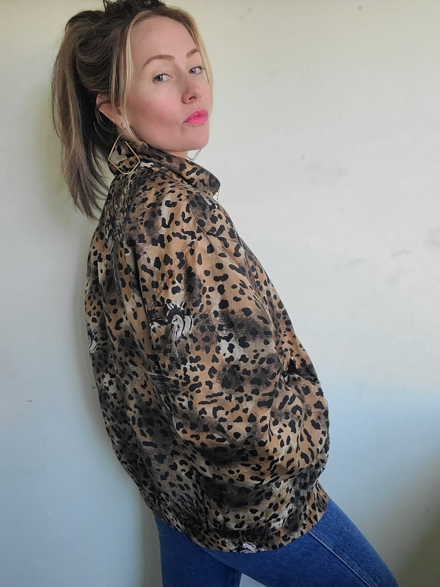 The Mob Wife Vintage 90s Silk Cheetah Windbreaker M-XL