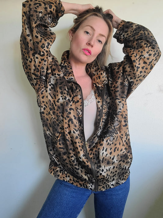 The Mob Wife Vintage 90s Silk Cheetah Windbreaker M-XL