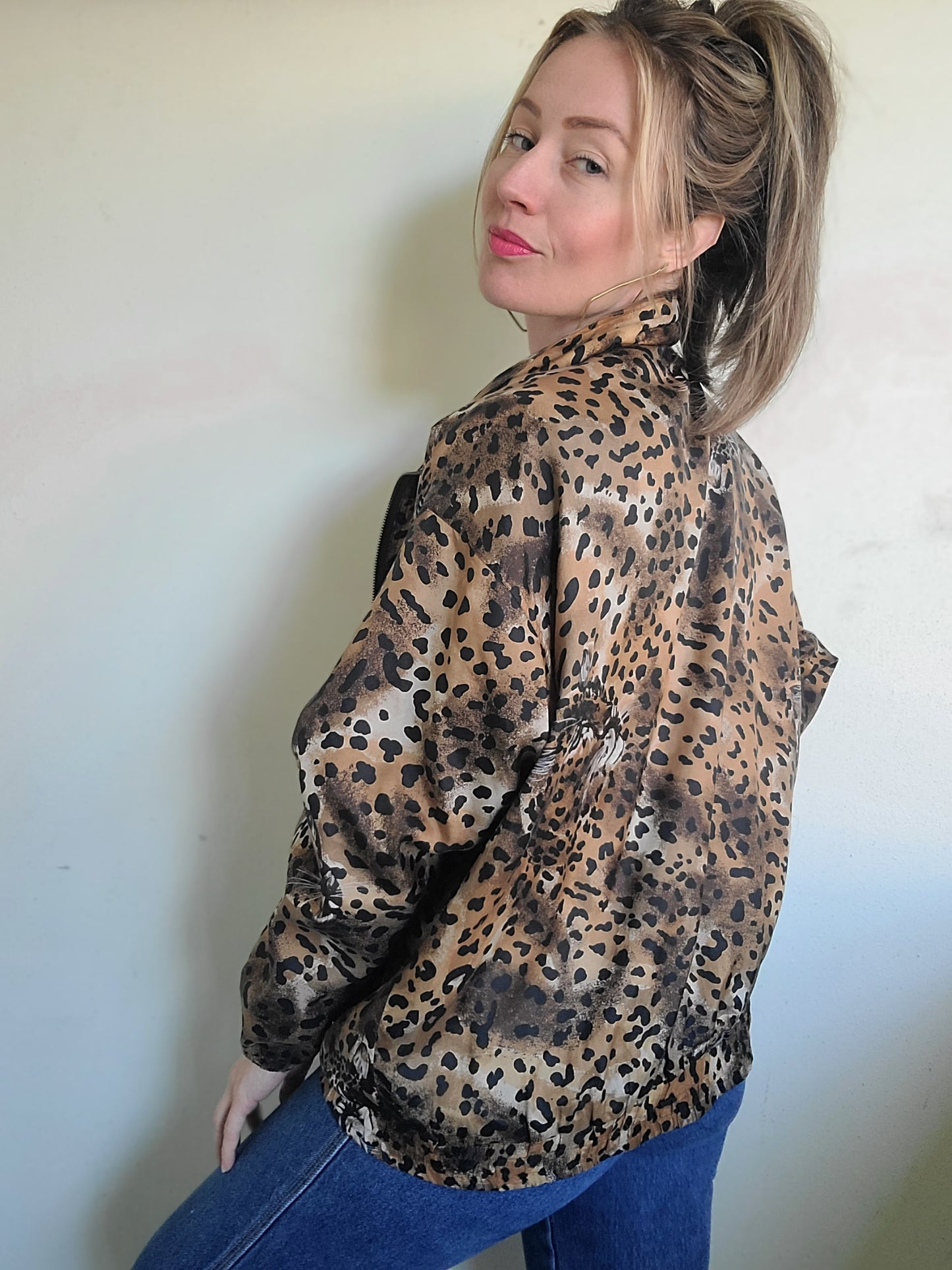 The Mob Wife Vintage 90s Silk Cheetah Windbreaker M-XL