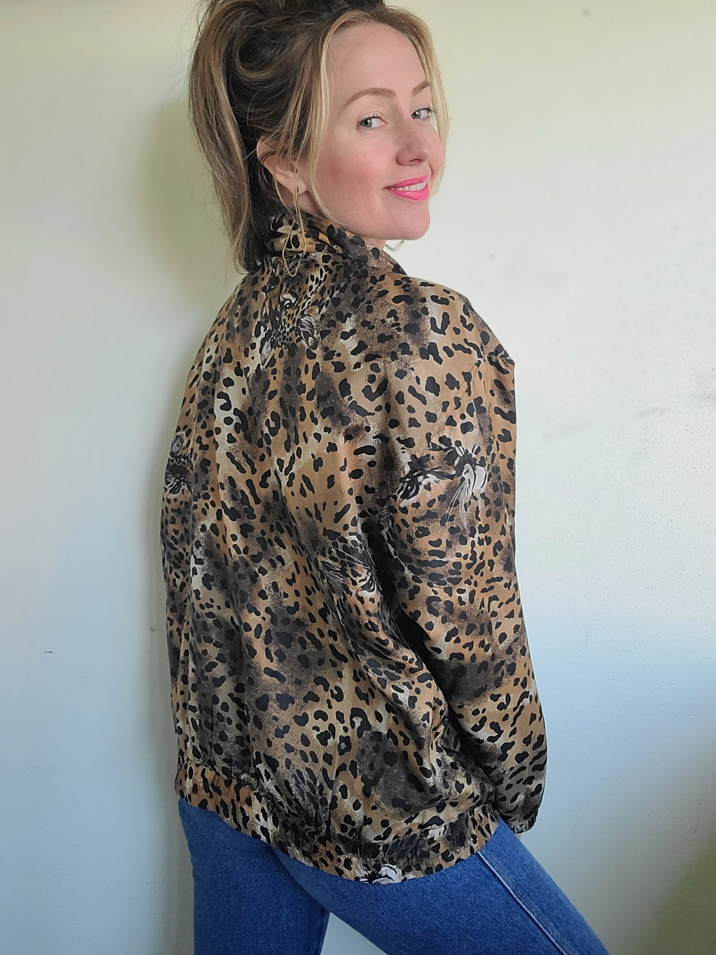 The Mob Wife Vintage 90s Silk Cheetah Windbreaker M-XL