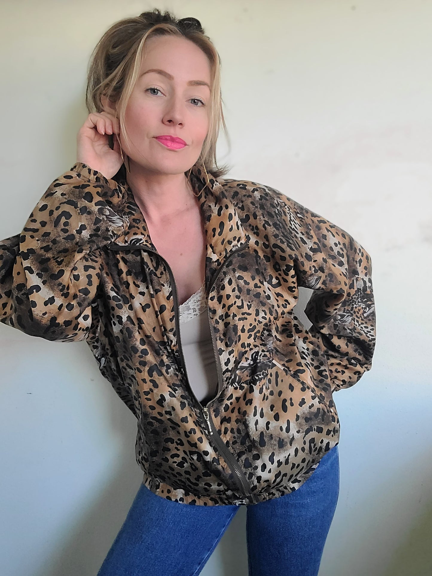 The Mob Wife Vintage 90s Silk Cheetah Windbreaker M-XL