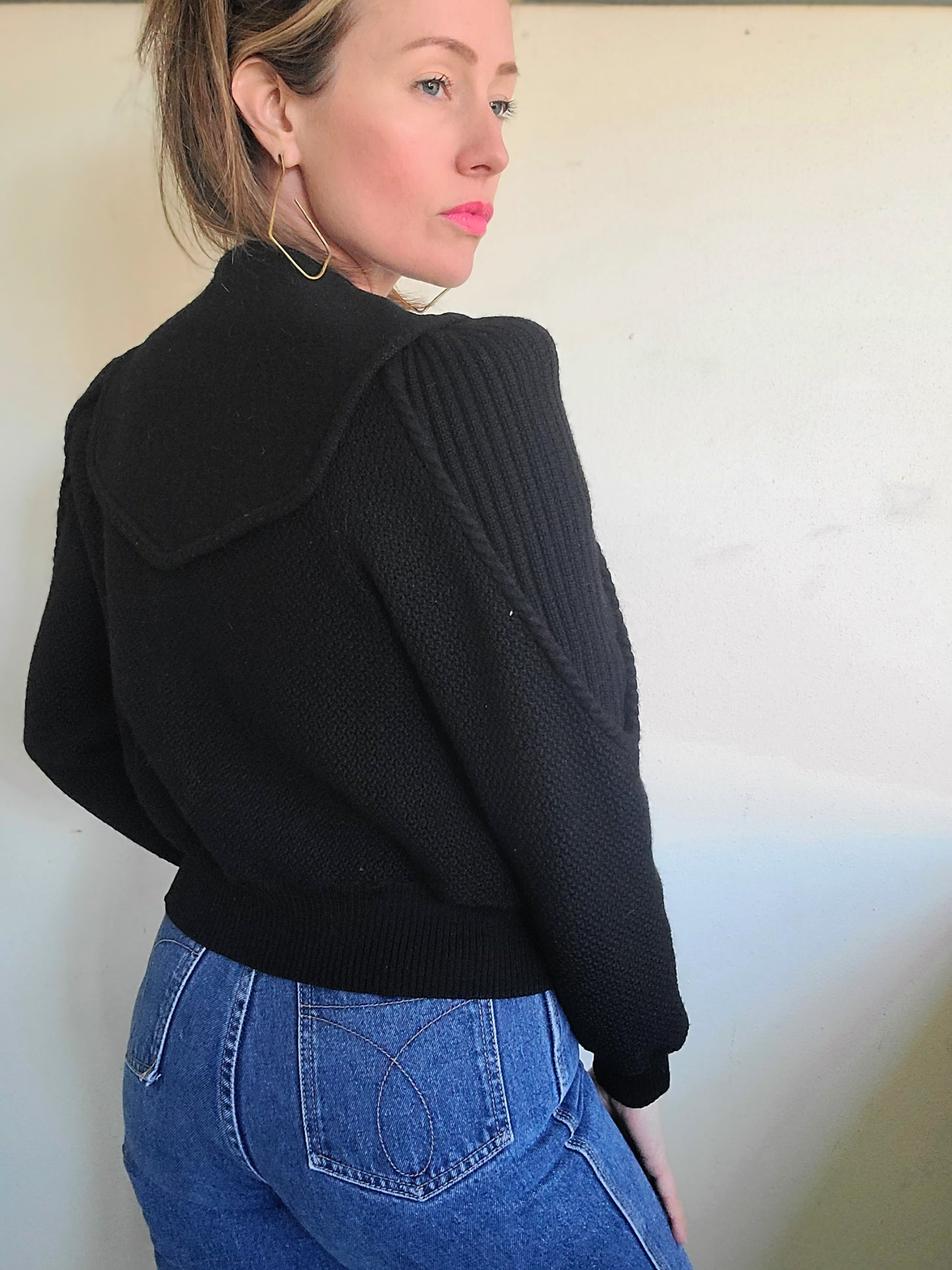 The Black Like My Heart Wool Cardigan Sweater by Geiger S-M