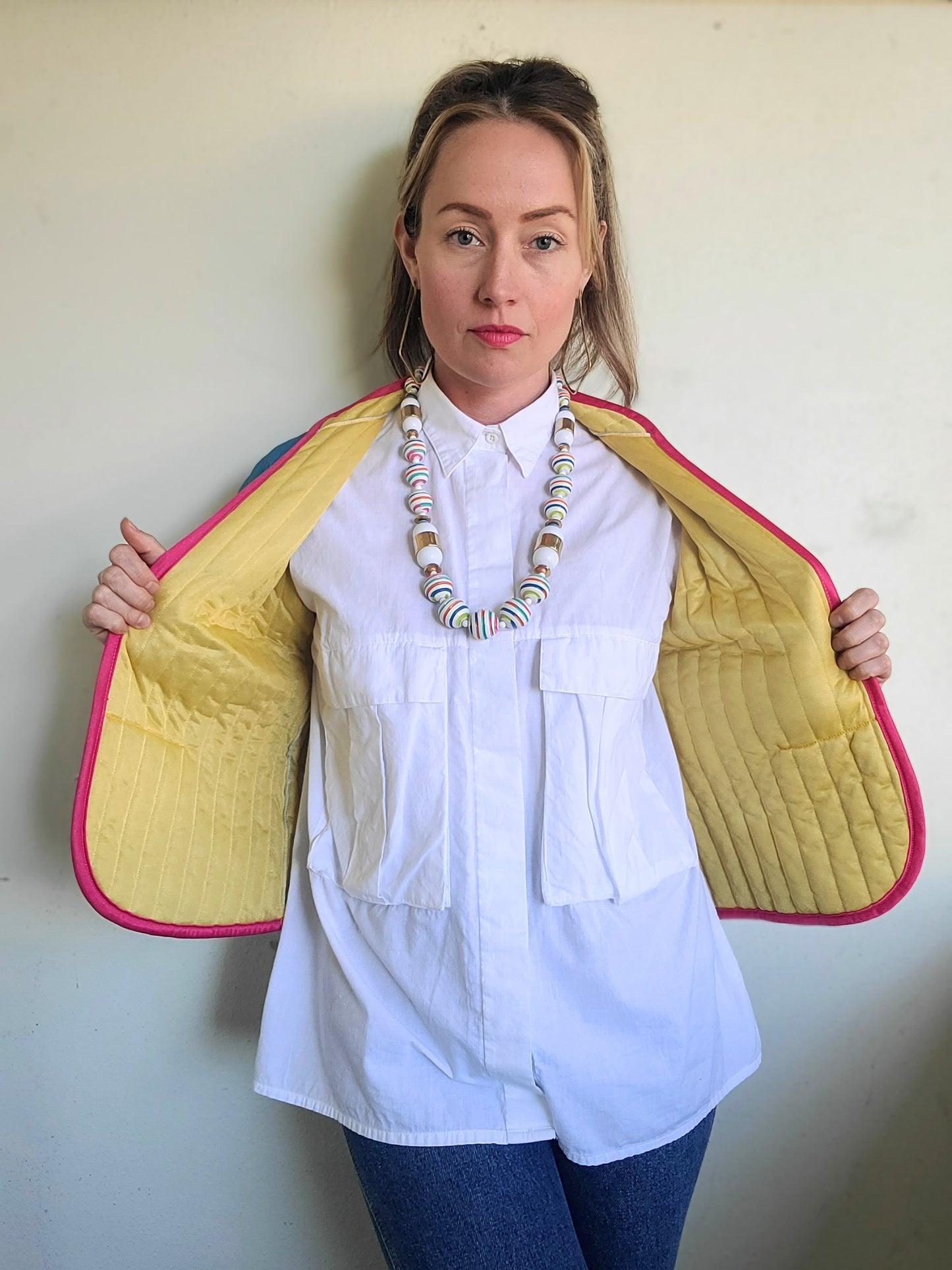 The Megan Vintage 80s Does 60s Pastel Quilted Vest S