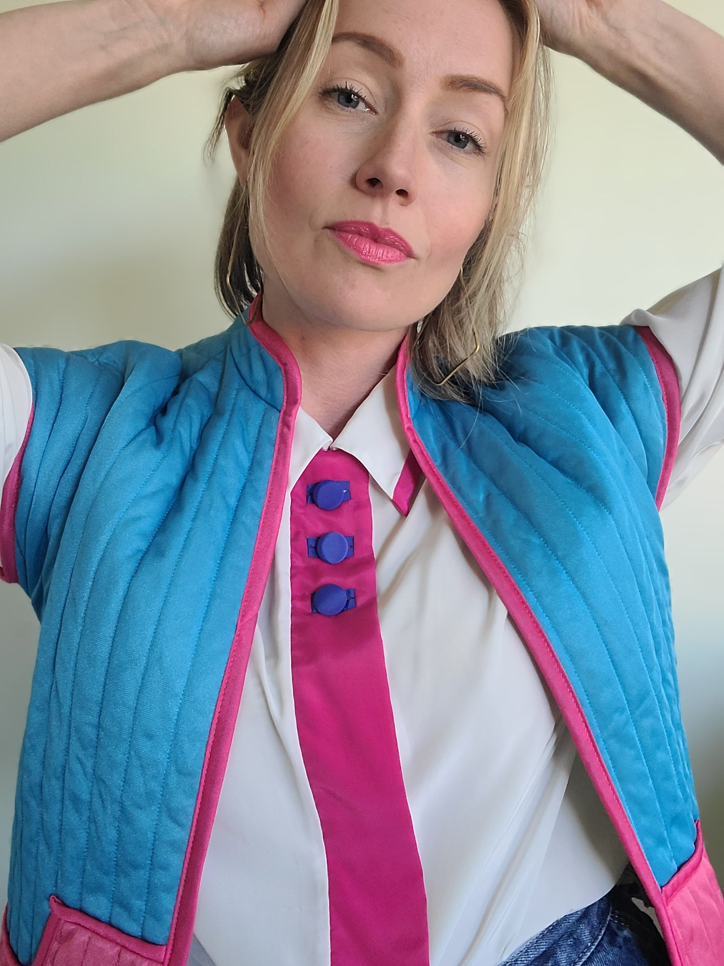 The Megan Vintage 80s Does 60s Pastel Quilted Vest S