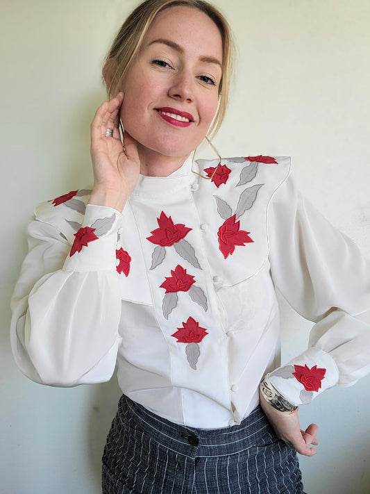 The Rosalia Red Rose Blouse S