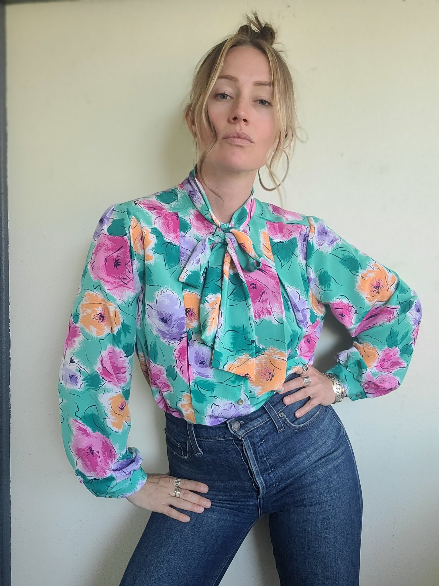 The Tea Party Vintage 80s Ascot Blouse L