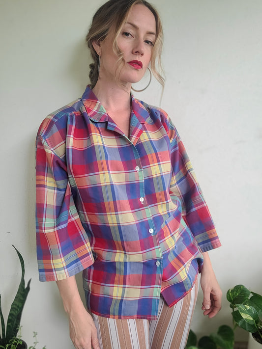 The Cheerful Painter Vintage Plaid Blouse L