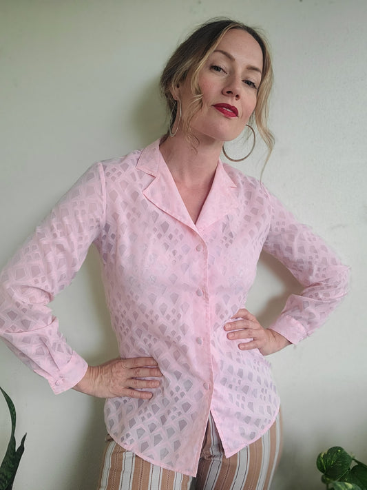 The Carnation Sheer Handmade 60s Button Down S