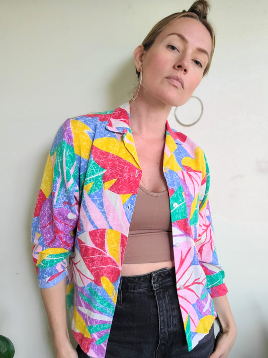 The Sugar Kaine Tropical Vintage 80s Button Down M