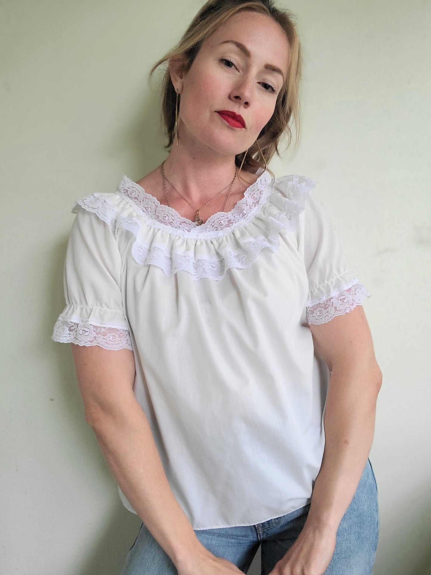 The Skye Prairie Vintage Ruffly Blouse M