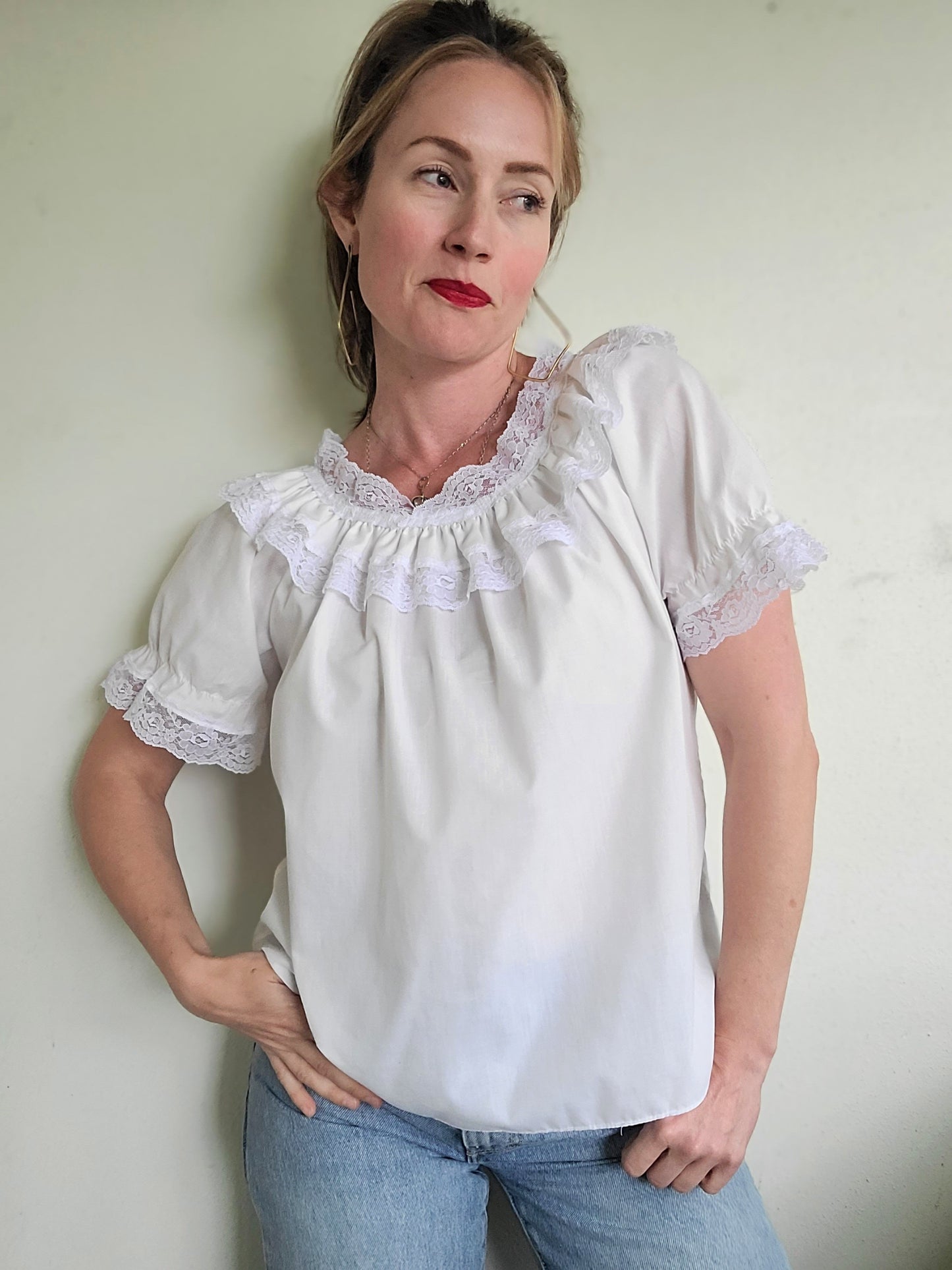 The Skye Prairie Vintage Ruffly Blouse M