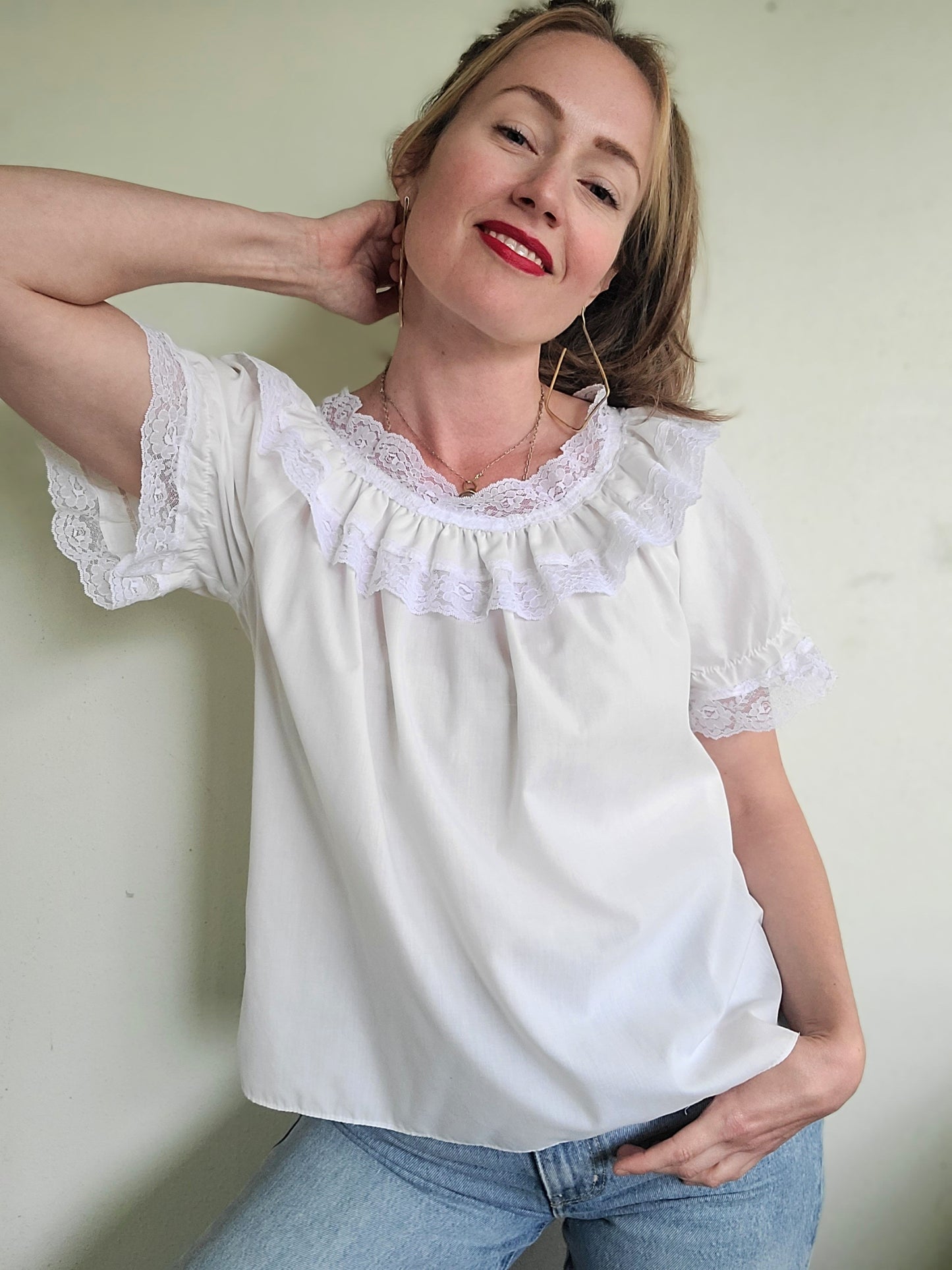 The Skye Prairie Vintage Ruffly Blouse M