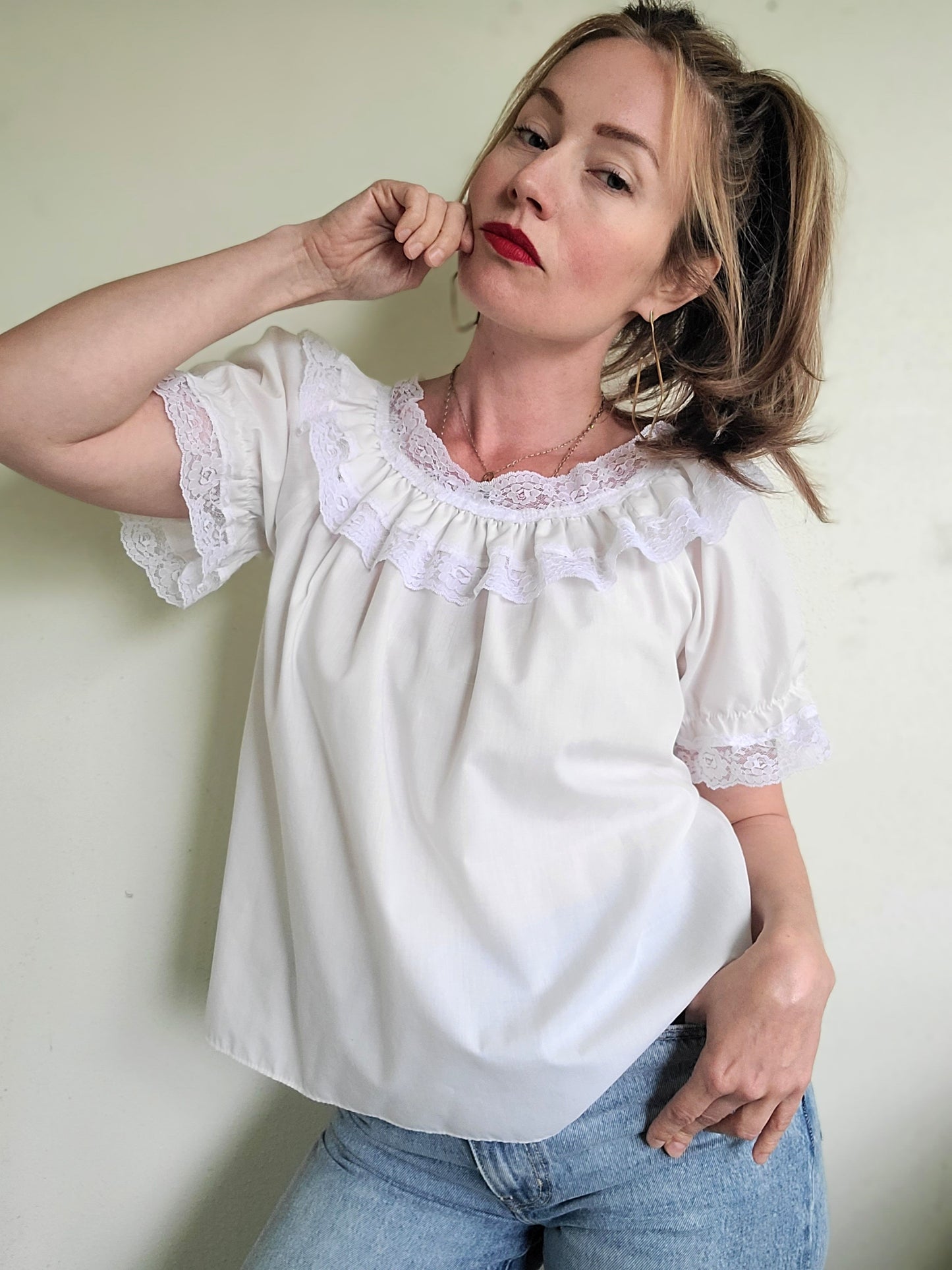 The Skye Prairie Vintage Ruffly Blouse M